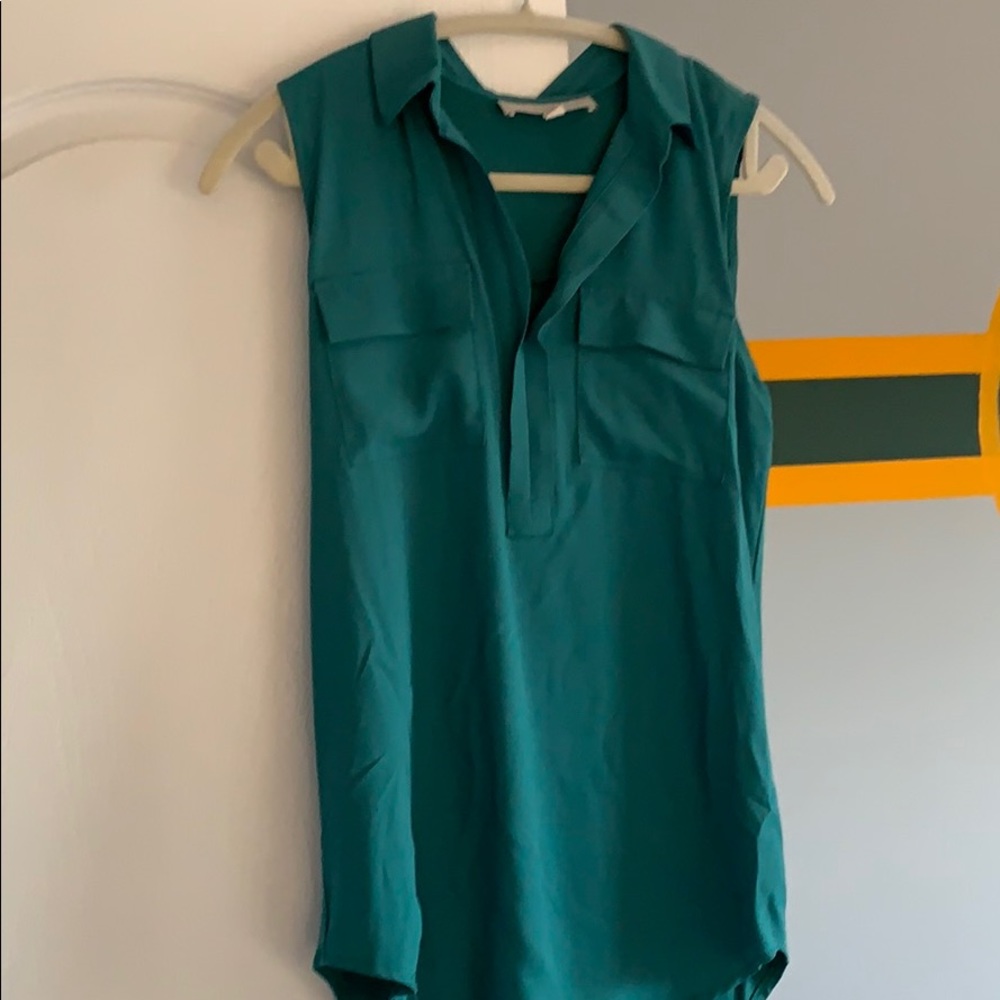 Dark Green Blouse Great for Layering, Worn Twice